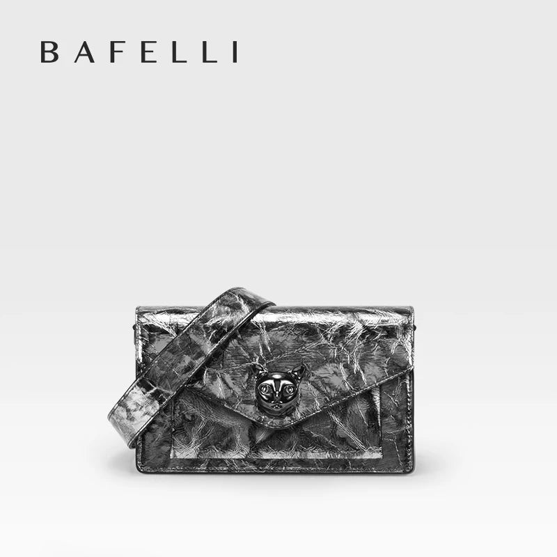 BAFELLI 2025 WOMEN'S BAG FASHION TREND LUXURY BRAND LEATHER FLAP CROSSBODY PURSE CAT NEW STYLE ORIGINAL DESIGNER HANDBAGS