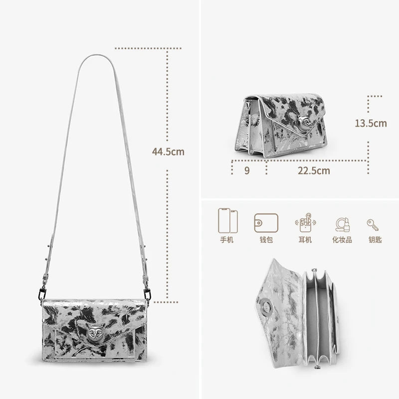 BAFELLI 2025 WOMEN'S BAG FASHION TREND LUXURY BRAND LEATHER FLAP CROSSBODY PURSE CAT NEW STYLE ORIGINAL DESIGNER HANDBAGS