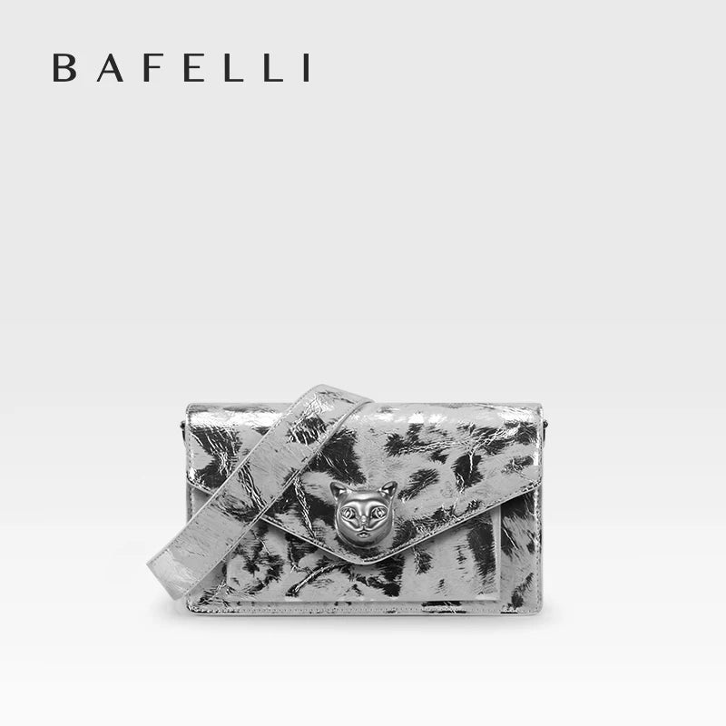 BAFELLI 2025 WOMEN'S BAG FASHION TREND LUXURY BRAND LEATHER FLAP CROSSBODY PURSE CAT NEW STYLE ORIGINAL DESIGNER HANDBAGS