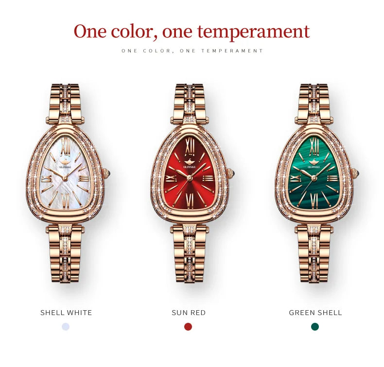 OUPINKE Watch for Women Swiss Movement Luxury Diamond Sapphire Mirror Watperoof Original Elegant Dress Ladies Wrist Watch Set