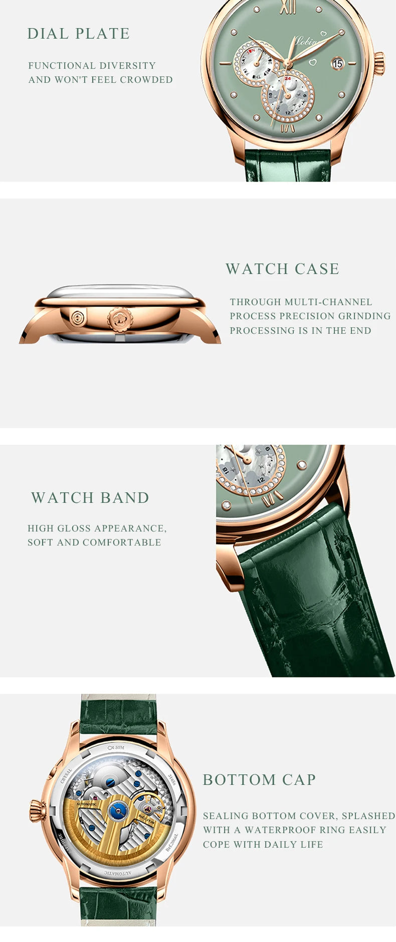 Lobinni 2021 Luxury Women Watches Top Brand  Automatic Mechanical Watch Waterproof Ladies Bracelet Wristwatch Female Clock