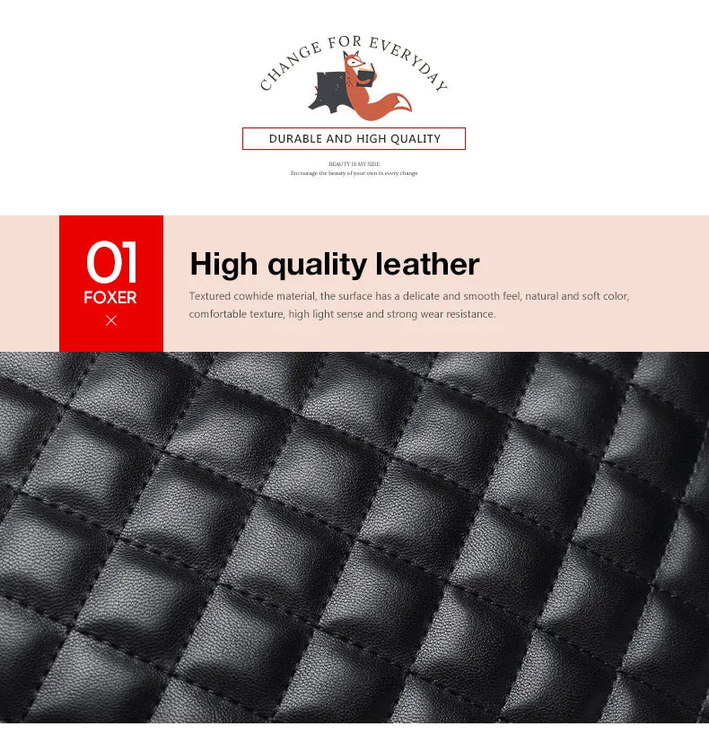 FOXER Black Women Split Leather Handbag Classic Female Shoulder Crossbody Bag Large Capacity Commute Lady Laptop Top Handle Bags