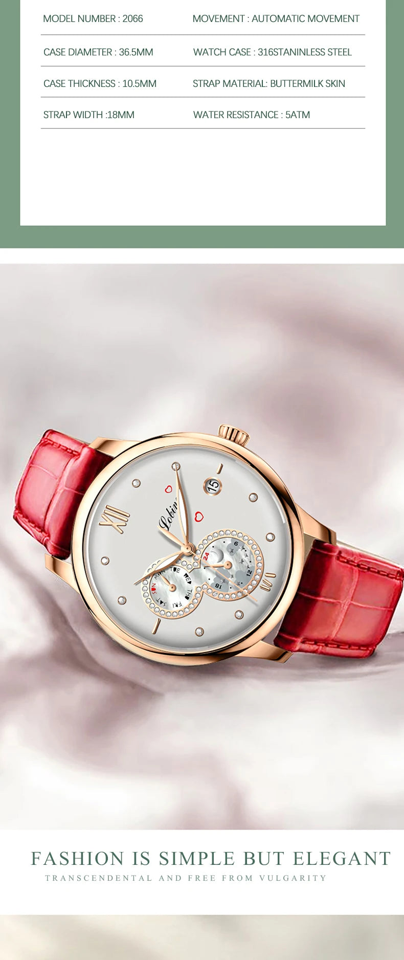 Lobinni 2021 Luxury Women Watches Top Brand  Automatic Mechanical Watch Waterproof Ladies Bracelet Wristwatch Female Clock