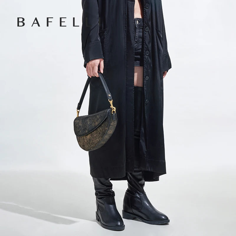 BAFELLI 2025 WOMEN'S NEW HANDBAG SADDLE ORIGINAL LUXURY DESIGNER BRAND EVENING BAGS SHOULDER FASHION FEMALE PURSE CROSSBODY