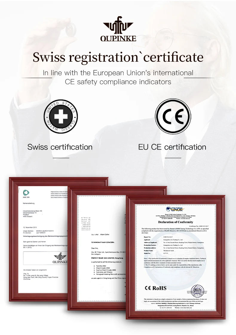 OUPINKE 3202 Women Watch Original Tungsten Steel Moon Phase Waterproof Watch Luxury Swiss Brand Women Automatic Mechanical Watch