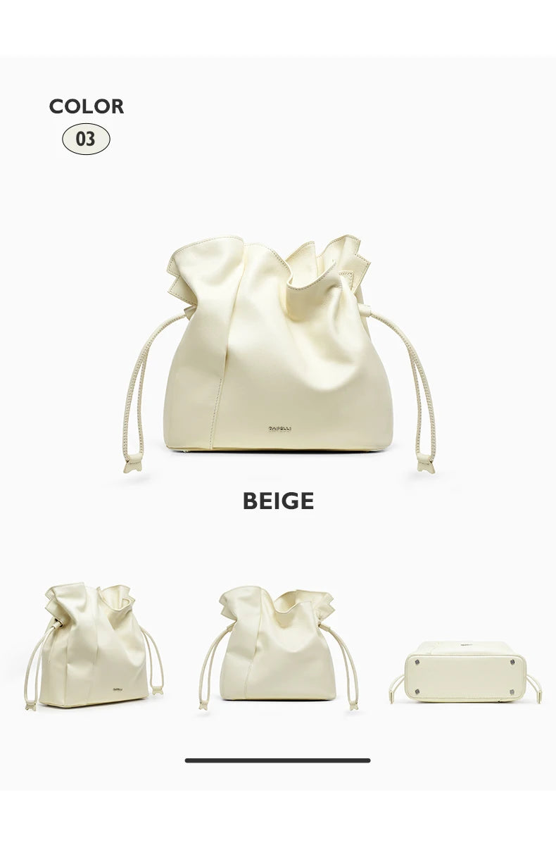 BAFELLI 2025 NEW WOMEN'S BAG LEATHER CASUAL BUCKET HANDBAGS FOR FEMALE TREND FASHION SHOPPER PURSE LUXURY BRAND SHOULDER