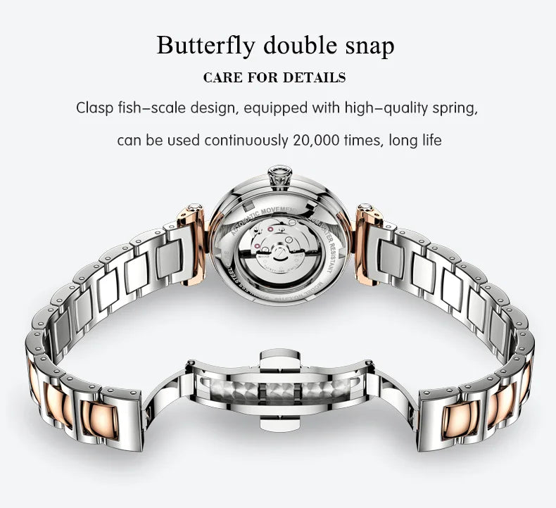 OUPINKE 3180 Luxury Brand Women Watch Original Automatic Mechanical Watch Calendar Elegant Women Dress Bracelet Watch Gift Box