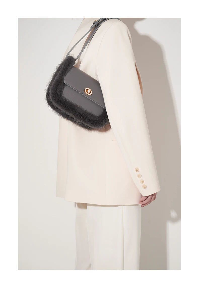 BAFELLI 2025 NEW WOMEN'S BAGS FASHION TRENDING FUR GENUINE LEATHER LUXURY BRAND ORIGINAL DESIGNER CROSSBODY SHOULDER PURSE