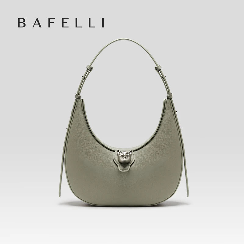 BAFELLI 2025 NEW WOMEN'S HANDBAG CAT SERIES GENUINE LEATHER LUXURY BRAND FASHION RETRO STYLE SHOULDER HOBOS FLAP BAGS FEMALE