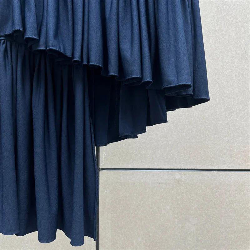 Women's skirt New asymmetrical slim women's half skirt for summer 2025 Elastic low waisted long skirt cake skirt Pleated skirt