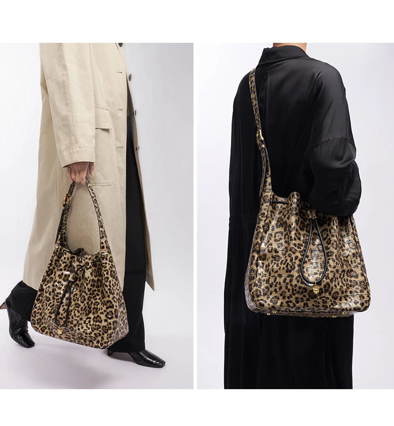 BAFELLI WOMEN'S NEW BAGS LUXURY FASHION LEATHER HANDBAGS 2025 HIGH QUALITY DESIGNER BRAND CAPACITY LADIES SHOULDER LEOPARD PRINT