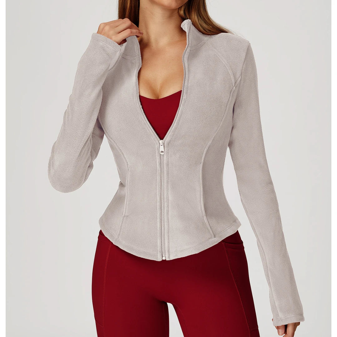 2025 New Women's High End Fleece Lined Lamb Fleece Jacket Made of Polar Fleece Windproof Warm Suitable for Outdoor Running