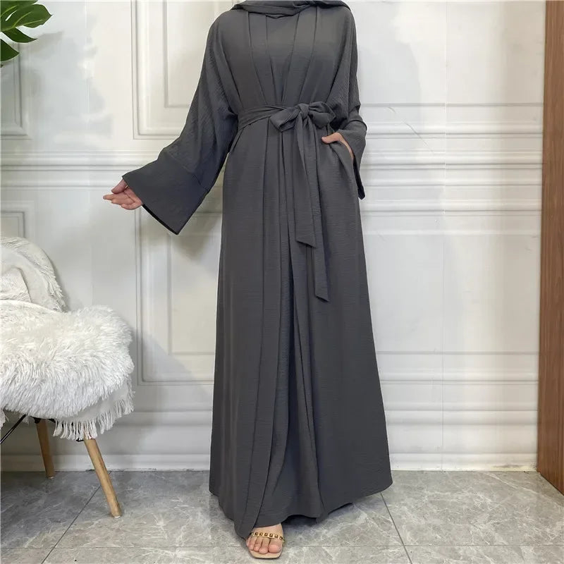 Muslim Fashion Hijab Dubai Abaya Long Dresses Women with Sashes Islam Clothing Abaya African Dresses for Women Musulman Djellaba