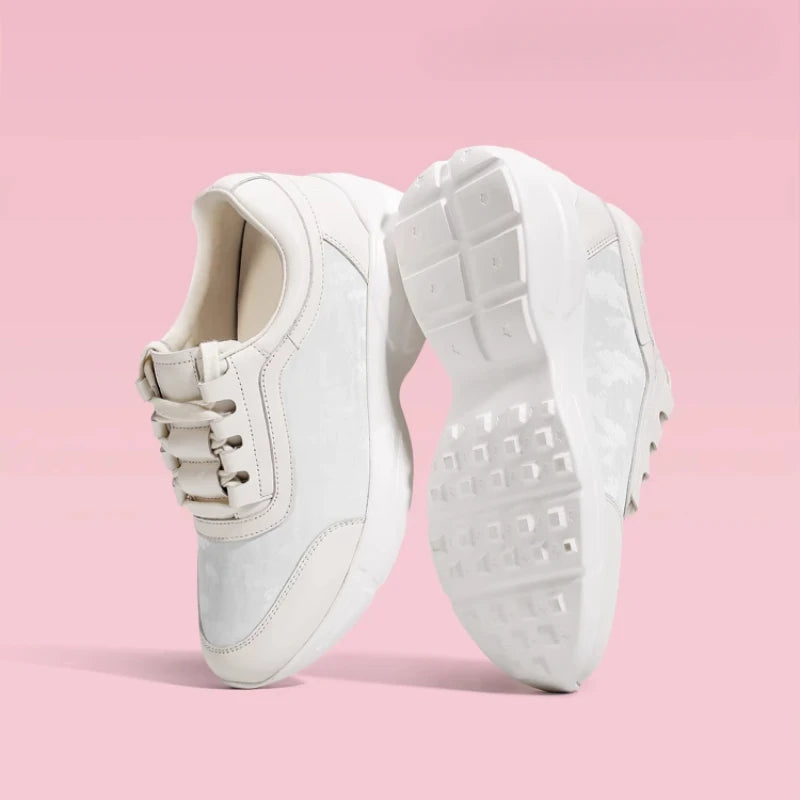 Invisible Increase Shoes for Women's 7cm White Fashionable Casual Thick Bottom Shoes Comfortable Height Increasing Skate Shoes