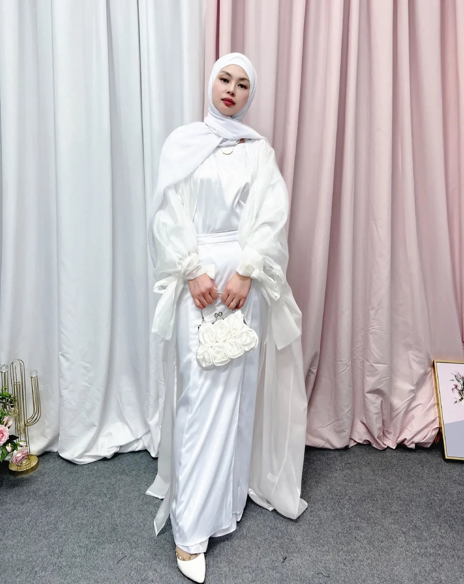 2025 Eid Abaya Dubai Puff Sleeves Muslim Dress Silky Turkey Kaftans for WomenRobe Kimono Islam Abayas Femme Musulmane African