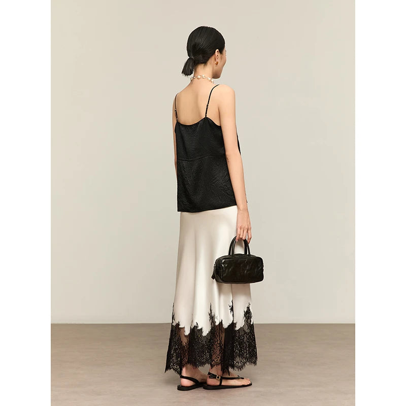 2025 New Arrival Summer Women Casual High Waist Elegant Slim Pencil Skirt Lace Patchwork Good Quality Ankle-length Skirts T11