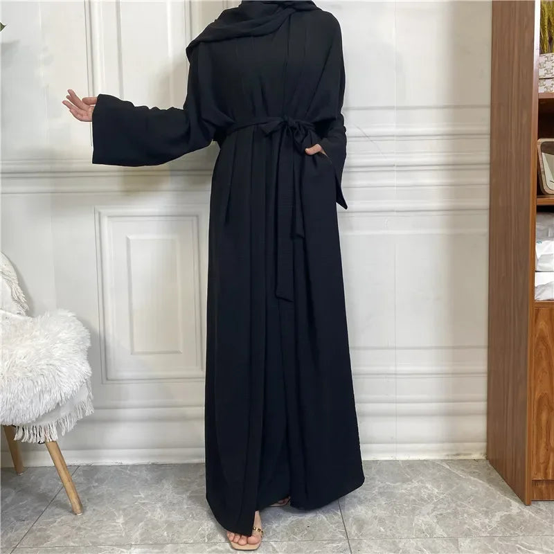 Muslim Fashion Hijab Dubai Abaya Long Dresses Women with Sashes Islam Clothing Abaya African Dresses for Women Musulman Djellaba