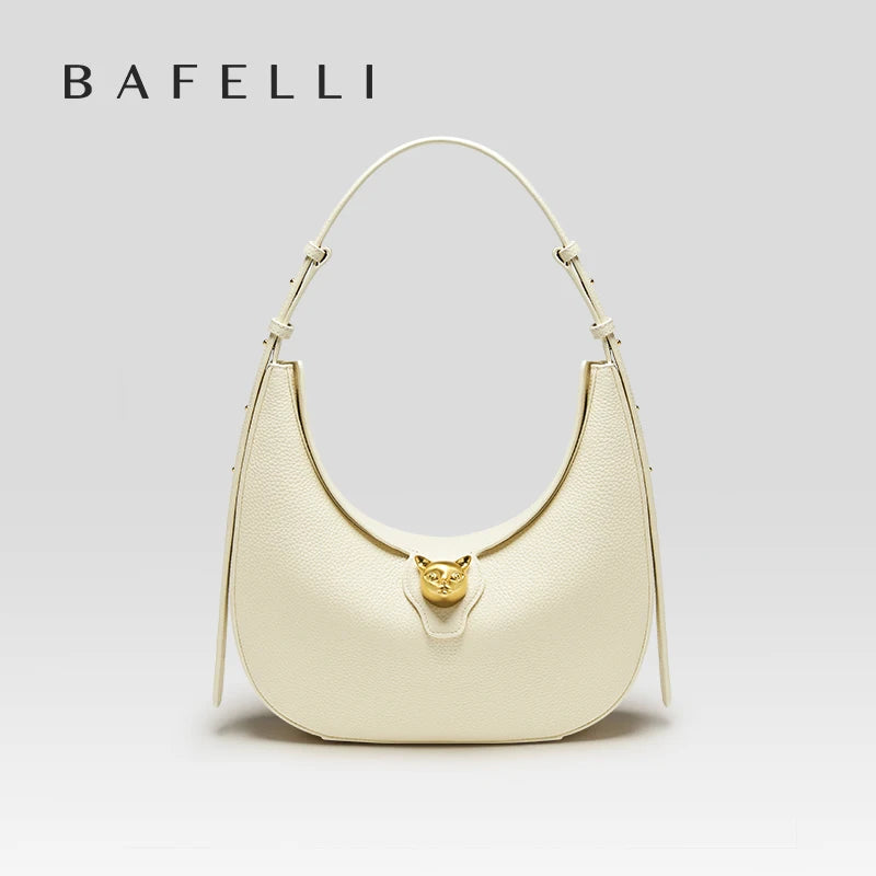 BAFELLI 2025 NEW WOMEN'S HANDBAG CAT SERIES GENUINE LEATHER LUXURY BRAND FASHION RETRO STYLE SHOULDER HOBOS FLAP BAGS FEMALE