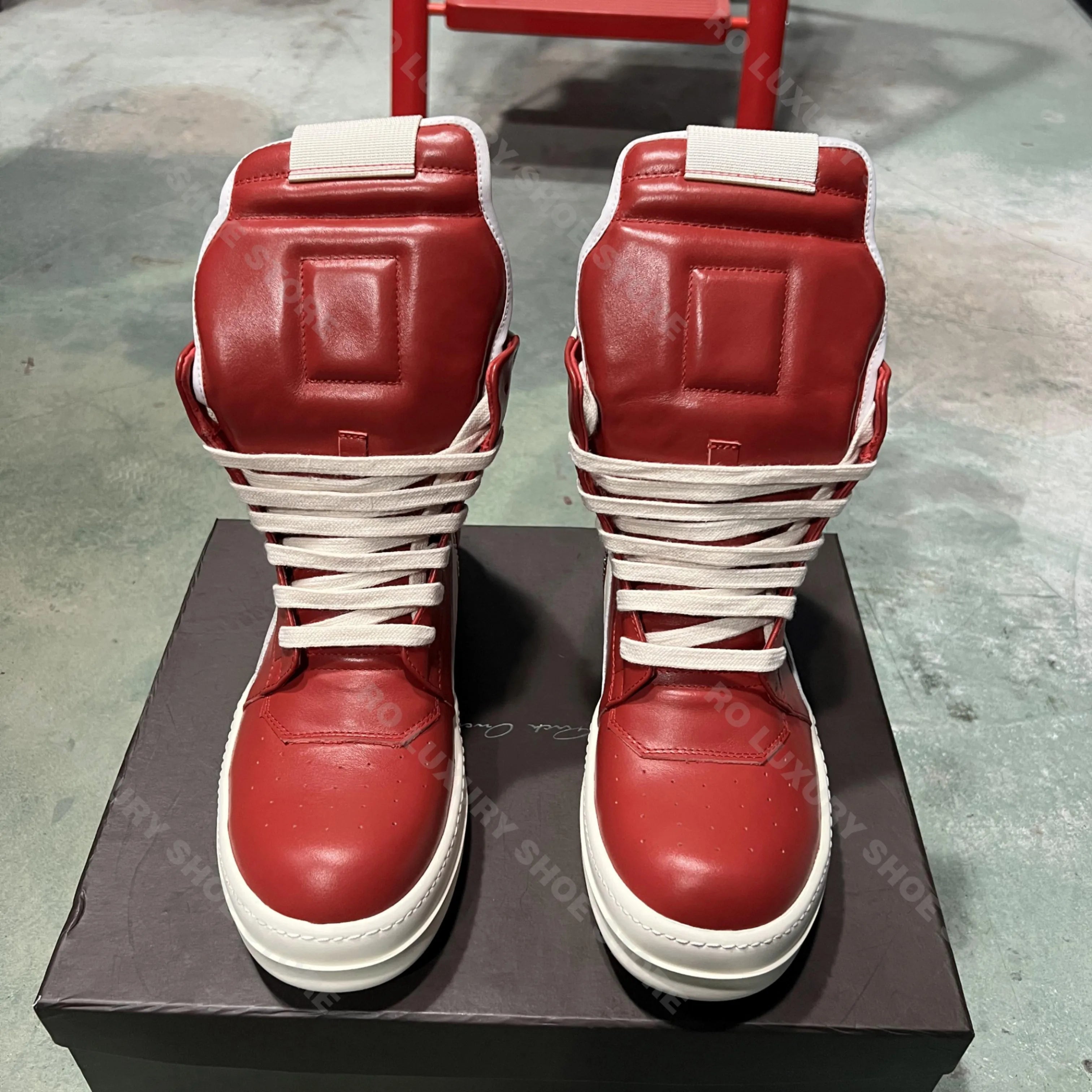 Brand Men Shoe Casual High Top Women Sneaker Lace Up Ankle Boot Geobasket Leather Zipper Flat Grey Gothic Punk Luxury Shoe