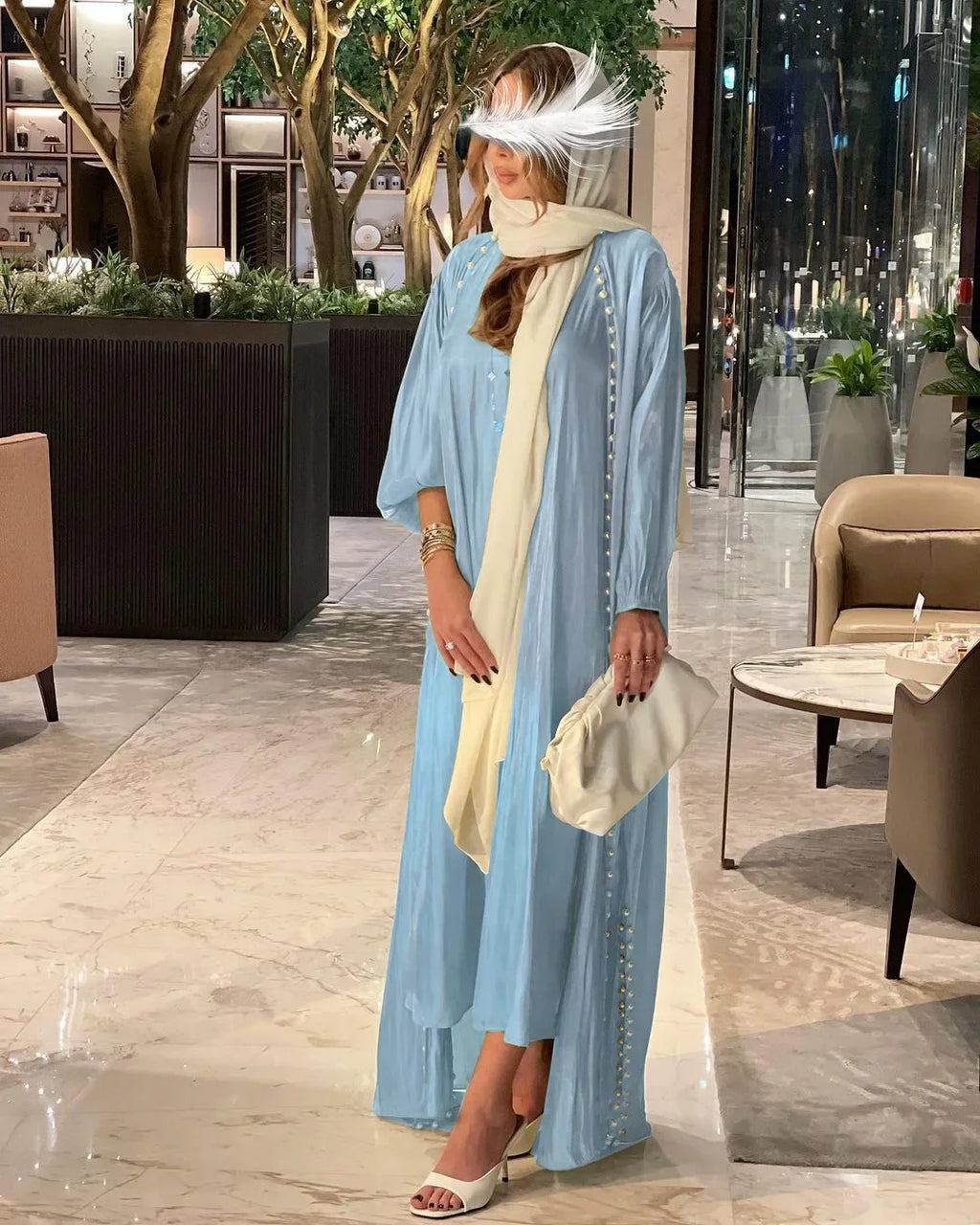 2025 Caftan Muslim Abaya Women Dress 2 Piece Set Abayas Gowns Dubai Arabic Silk Satin Kimono Cardigan Robe Outwear Autumn