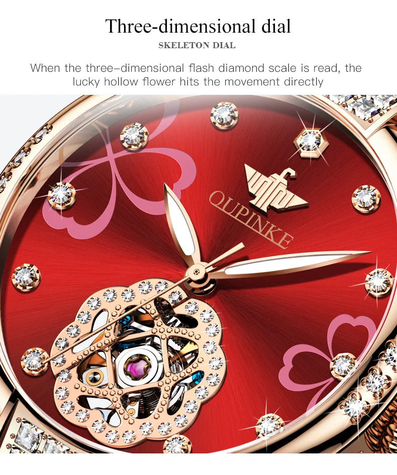 OUPINKE 3183 Women Watch Top Luxury Brand Automatic Mechanical Tungsten Steel Watchstrap Waterproof Gift Box Watches For Women