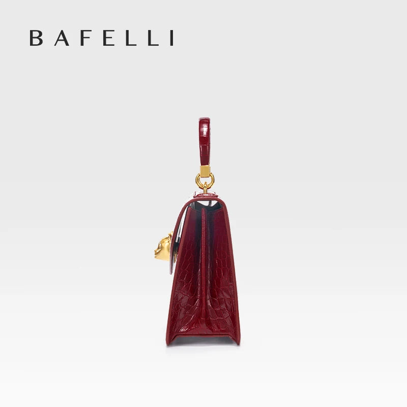 2025 BAFELLI CAT WOMEN'S NEW CROCODILE PATTERN LEATHER FASHION HANDBAG STYLISH BUSINESS FEMALE LEATHER LUXURY BRAND OL PURSE