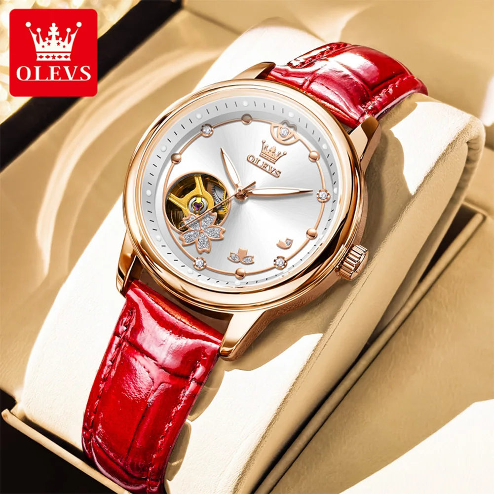 OLEVS 6732 Women Watches Luxury FashionAutomatic Mechanical Watch Stainless Steel Waterproof Watches For Women Gifts Box New