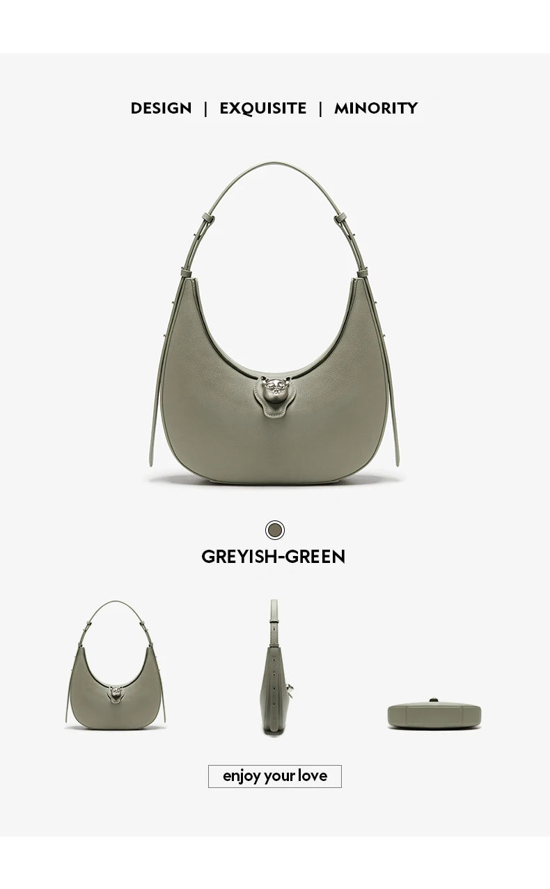 BAFELLI 2025 NEW WOMEN'S HANDBAG CAT SERIES GENUINE LEATHER LUXURY BRAND FASHION RETRO STYLE SHOULDER HOBOS FLAP BAGS FEMALE