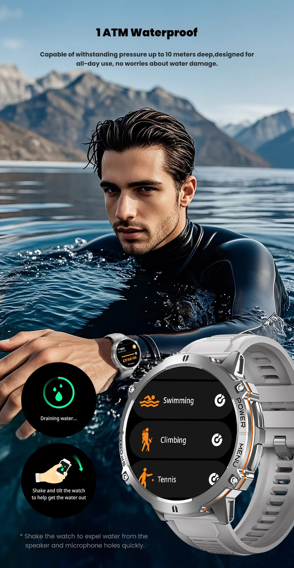 For XIAOMI 1000MAH endurance Sport Smart Watch Men 1.73-inch HD Screen GPS tracker Compass Bluetooth Call Waterproof Smart Watch
