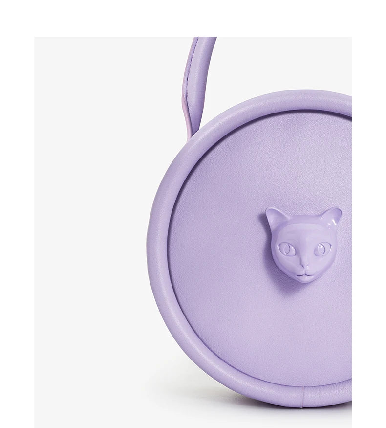 2025 NEW BOWLING STYLE HANDHELD CAT WOMEN'S BAG LUXURY BRAND ORIGINAL DESIGNER HANDBAG SHOULDER GENUINE LEATHER PURSE