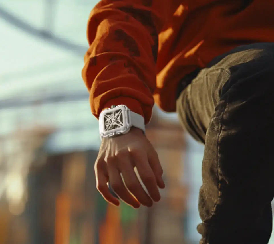 CIGA Design X Series Automatic Movement Couple Watches for Men Women White Ceramic Luminous Skeleton Mechanical Wristwatches