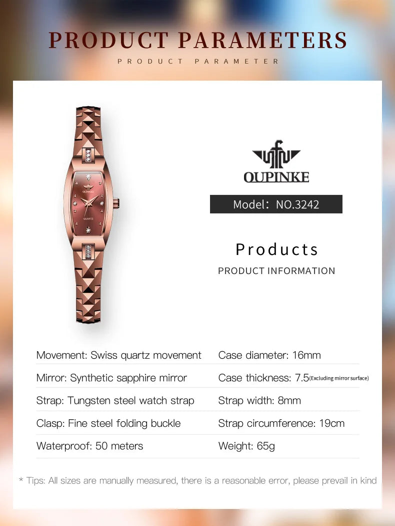 OUPINKE 3242 Women Watch Elegant Luxury Imported Swiss Movement Women Quartz Watch Diamond Tungsten Steel Watch Gift Box Set