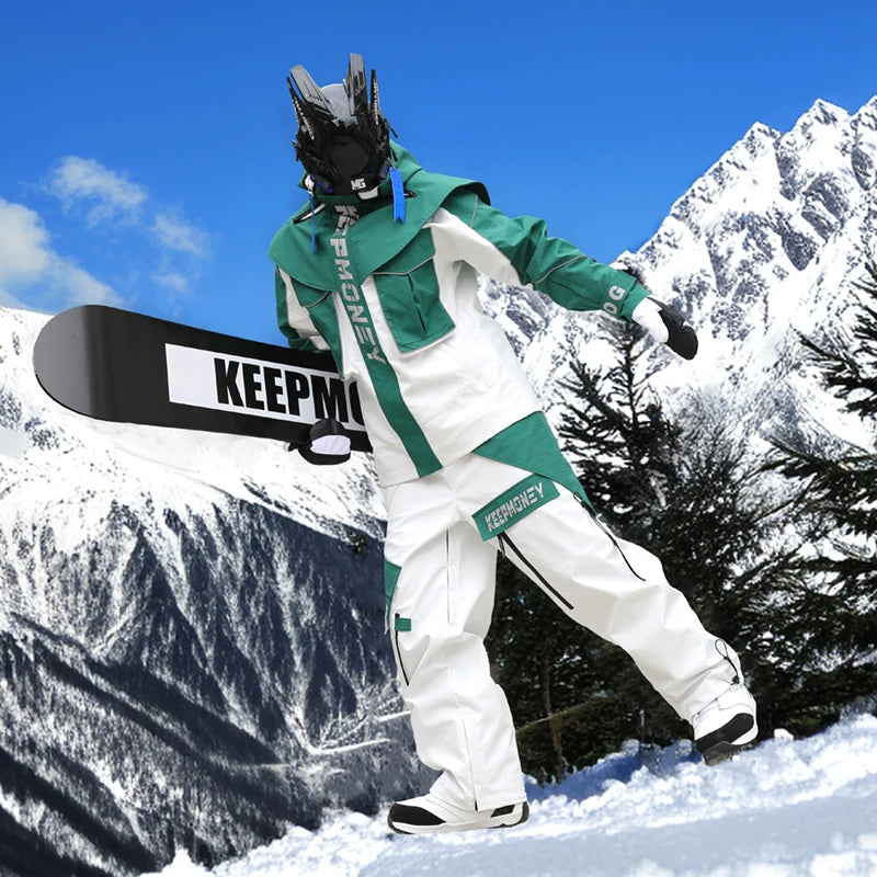 Keepmoney 3L Snowboard Jacket Pants Female Tracksuit Mountain Skiing Suites Winter   Men Snow Suits Sports Waterproof Ski Sets