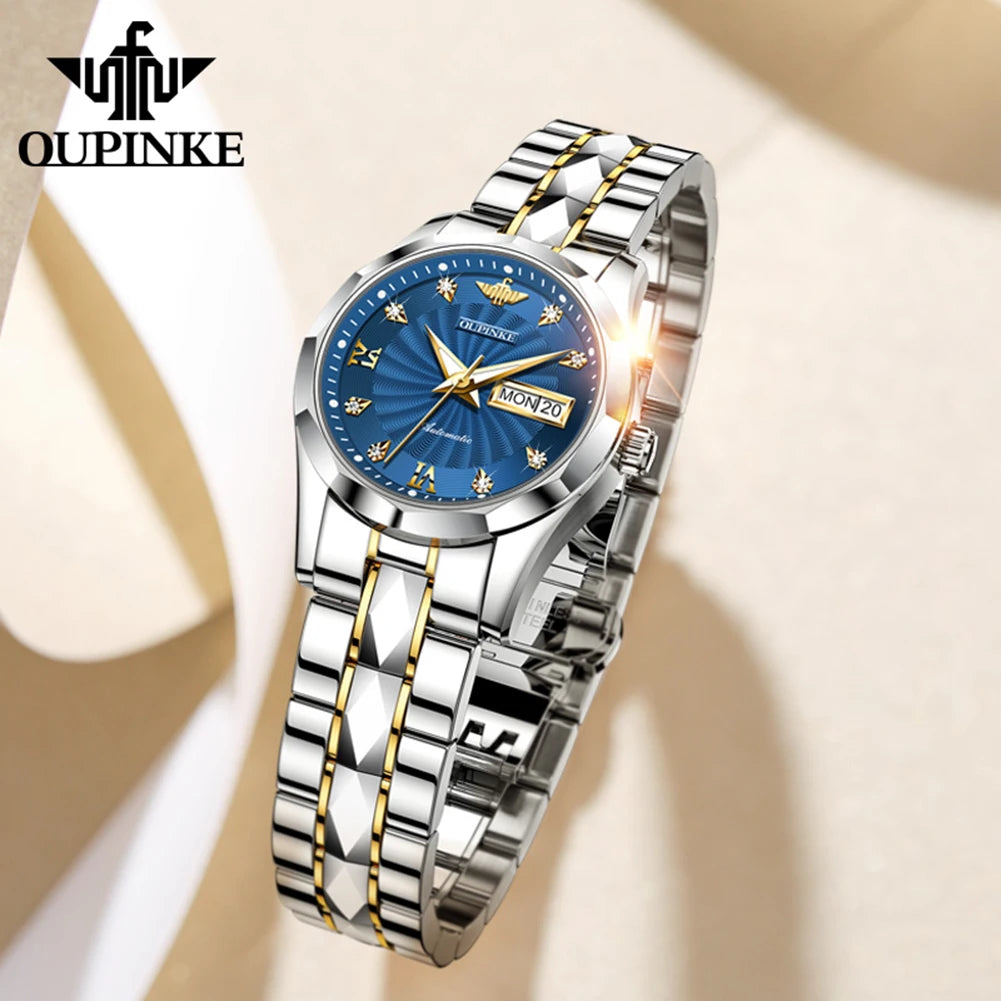 OUPINKE 3169 Luxury Elegant Fashion Womens Watch Automatic Mechanical Day Date Watch For Ladies Waterproof Original Gifts Reloj