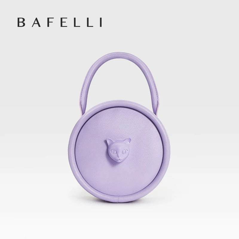 2025 NEW BOWLING STYLE HANDHELD CAT WOMEN'S BAG LUXURY BRAND ORIGINAL DESIGNER HANDBAG SHOULDER GENUINE LEATHER PURSE