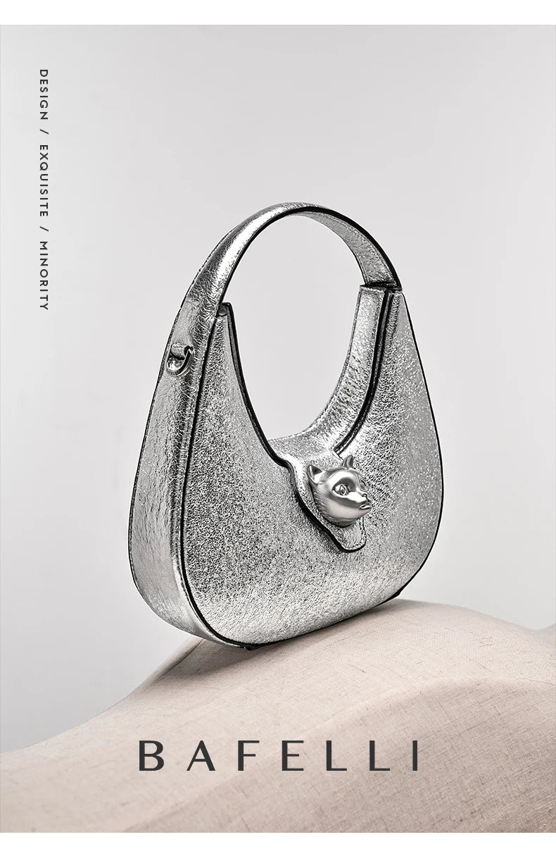 BAFELLI 2025 NEW WOMEN'S HANDBAG CAT SERIES GENUINE LEATHER LUXURY BRAND FASHION RETRO STYLE SHOULDER HOBOS FLAP BAGS FEMALE