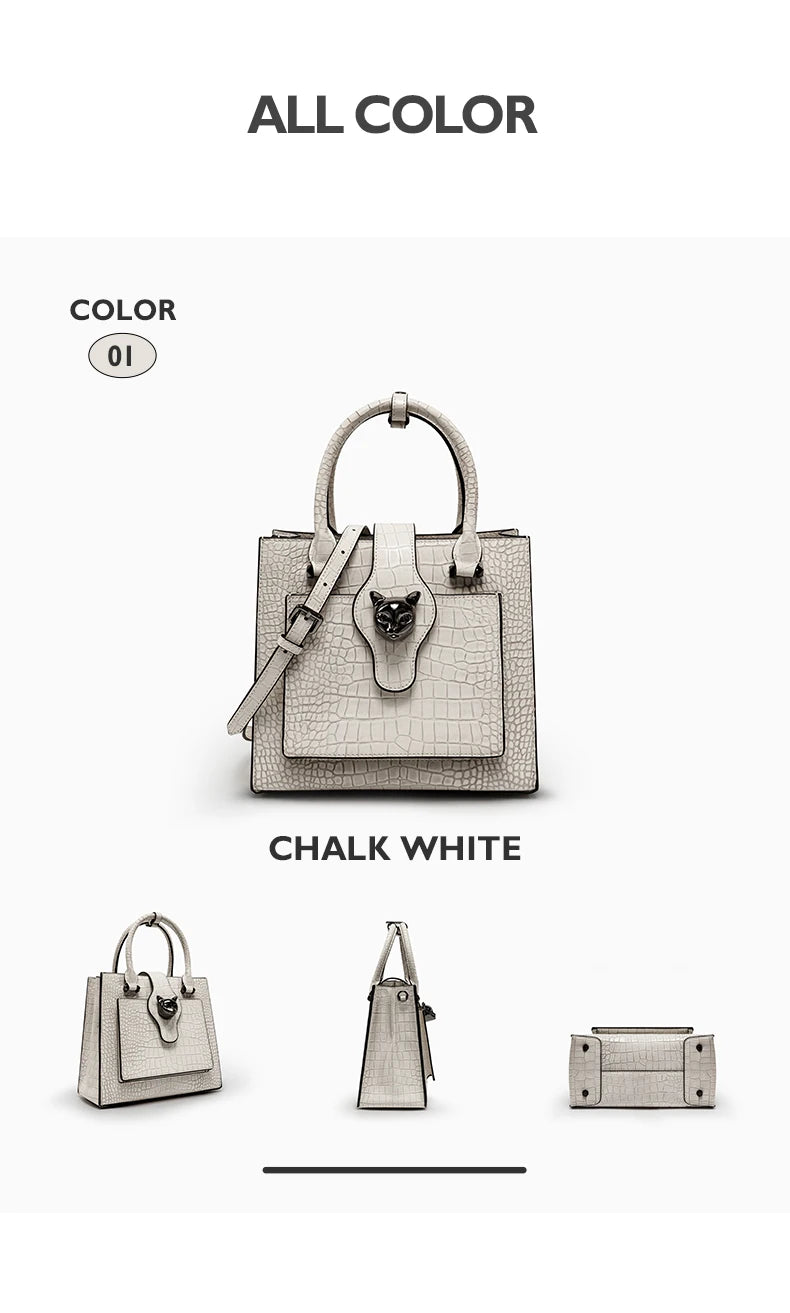 2024 NEW WOMEN'S HANDBAGS BUSINESS LADY GENUINE LEATHER ORIGINAL LUXURY BRAND DESIGNER OFFICE FEMALE BAGS CROSSBODY CAT PURSE