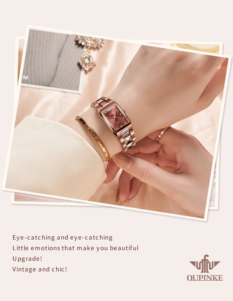 OUPINKE 3246 Japan Movement Automatic Women's Watch Luxury Elegant Diamond Tungsten steel Band Waterproof Wristwatch for Men NEW
