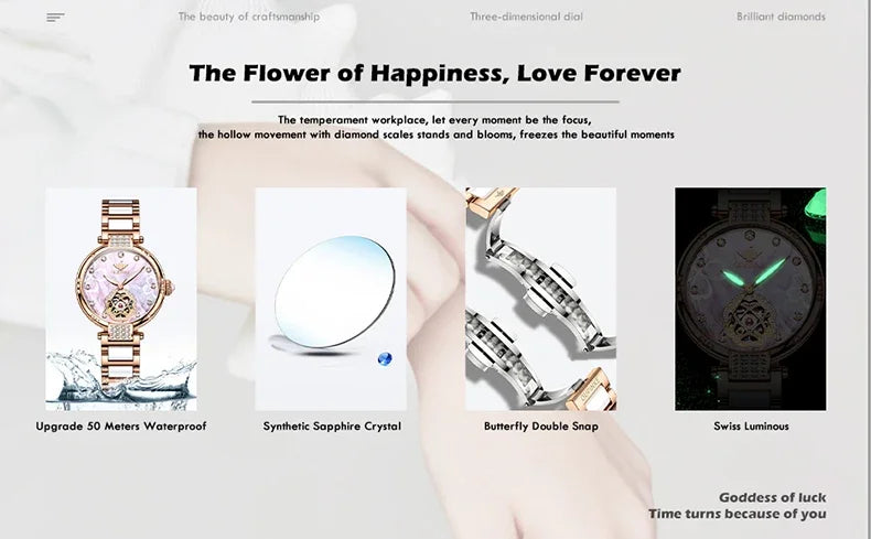 OUPINKE 3183 Women Watch Top Luxury Brand Automatic Mechanical Tungsten Steel Watchstrap Waterproof Gift Box Watches For Women