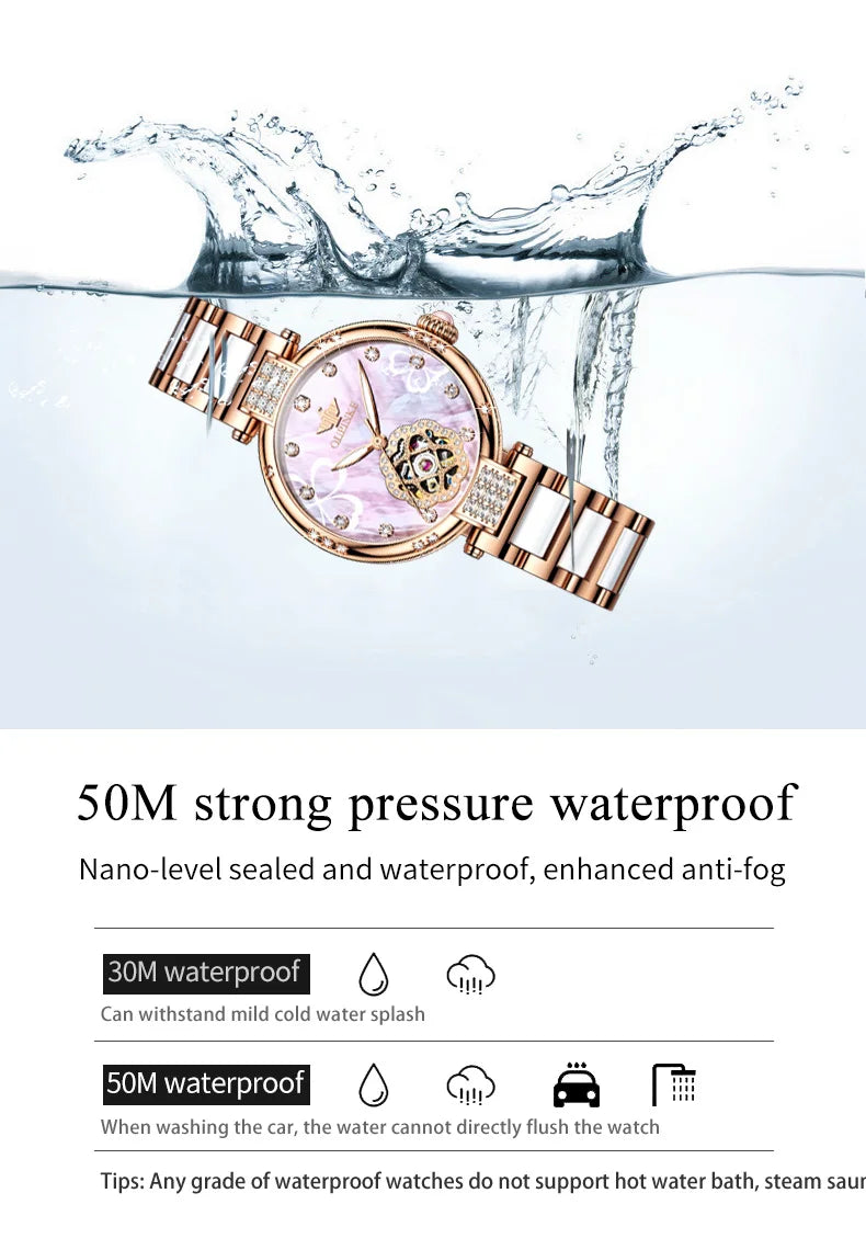 OUPINKE 3183 Women Watch Top Luxury Brand Automatic Mechanical Tungsten Steel Watchstrap Waterproof Gift Box Watches For Women