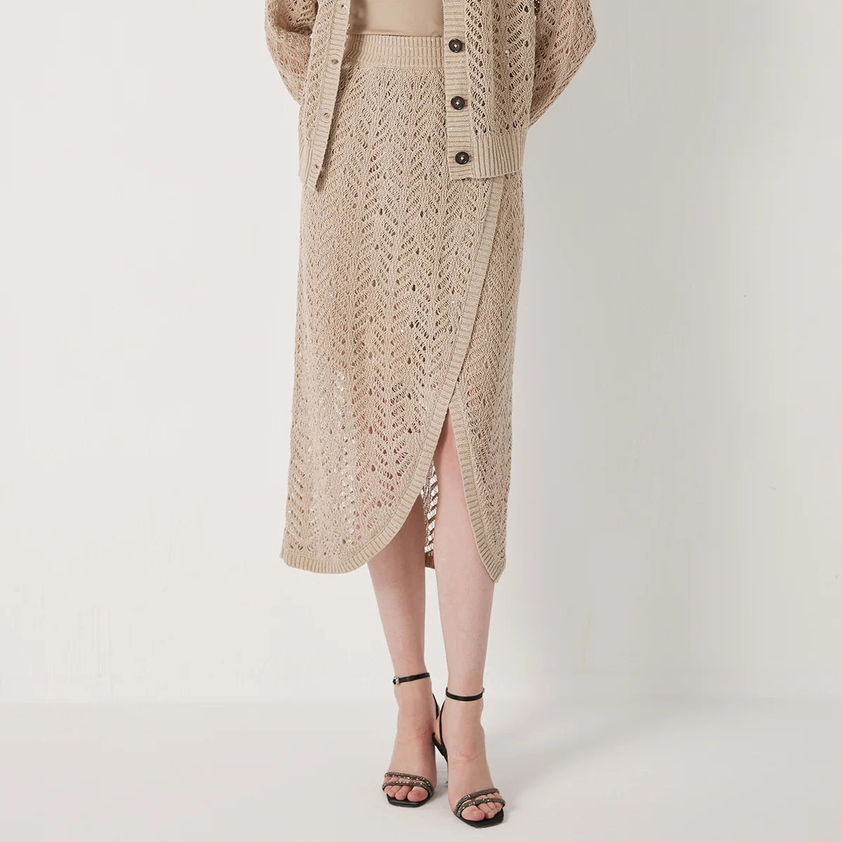 BC1131 Luxury Women's 100% Linen Skirt High-Quality Summer Hollow out Design Elegant Fashionable Casual Skirt