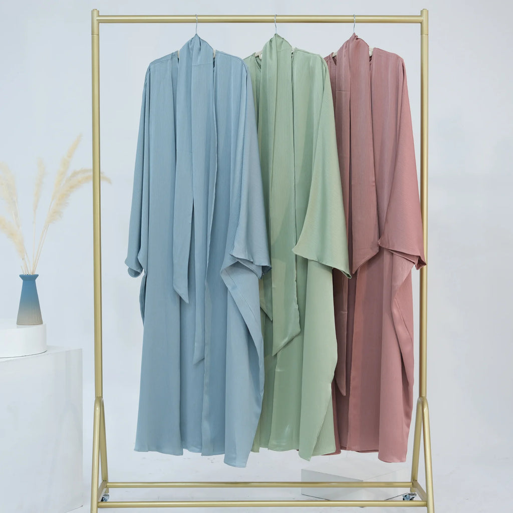 Ramadan Muslim Women 2 Piece Set Party Dresses Abaya Eid Jalabiya Sashes Morocco Dubai Kaftan Cardigan Robe Kimono Kebaya Caftan