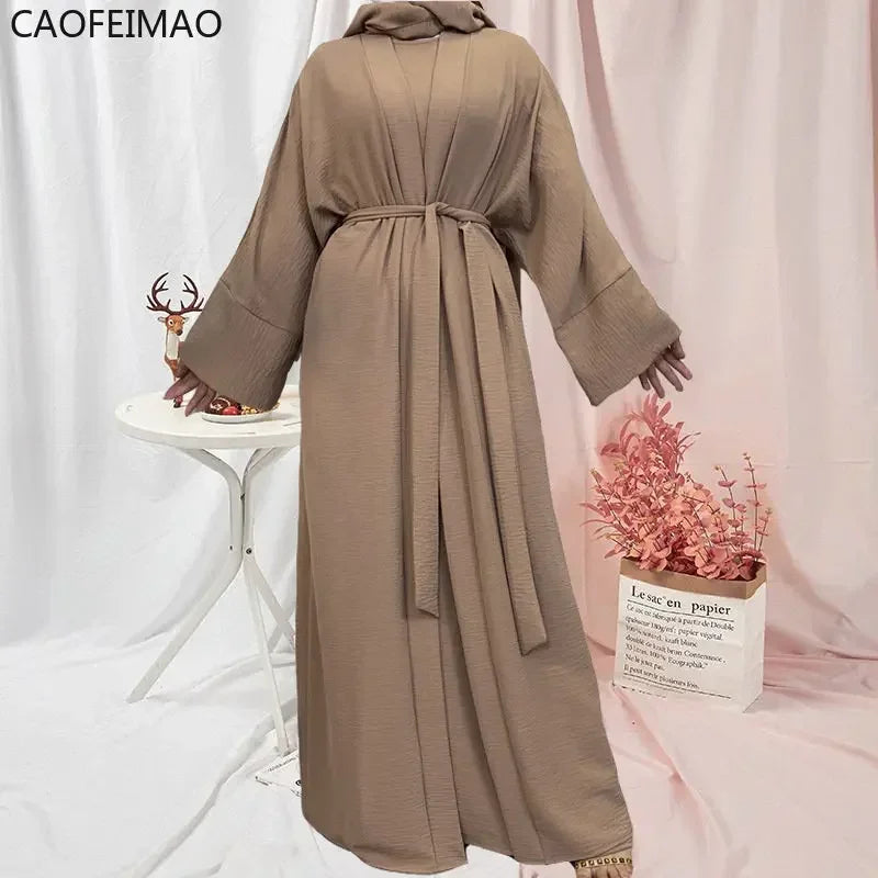 Muslim Fashion Hijab Dubai Abaya Long Dresses Women with Sashes Islam Clothing Abaya African Dresses for Women Musulman Djellaba