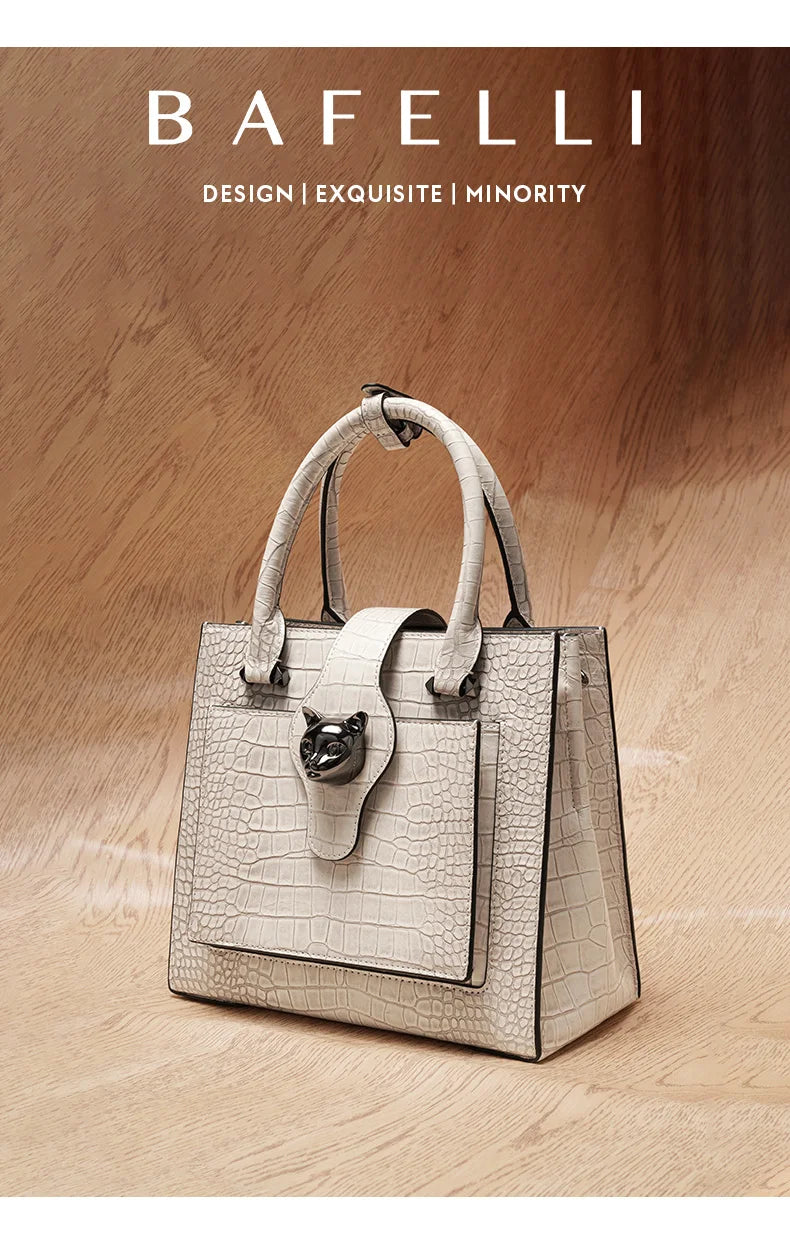 2024 NEW WOMEN'S HANDBAGS BUSINESS LADY GENUINE LEATHER ORIGINAL LUXURY BRAND DESIGNER OFFICE FEMALE BAGS CROSSBODY CAT PURSE