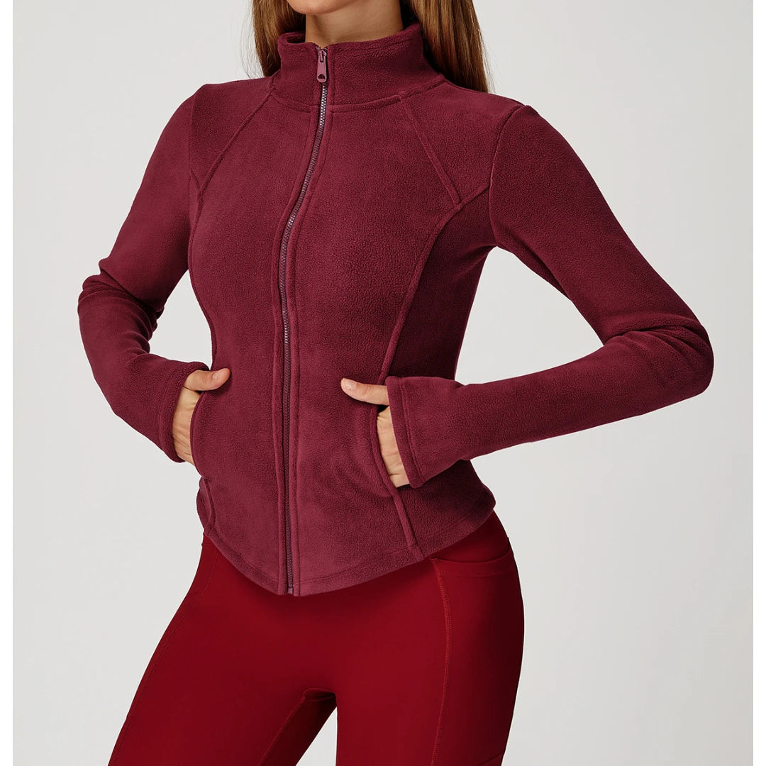 2025 New Women's High End Fleece Lined Lamb Fleece Jacket Made of Polar Fleece Windproof Warm Suitable for Outdoor Running