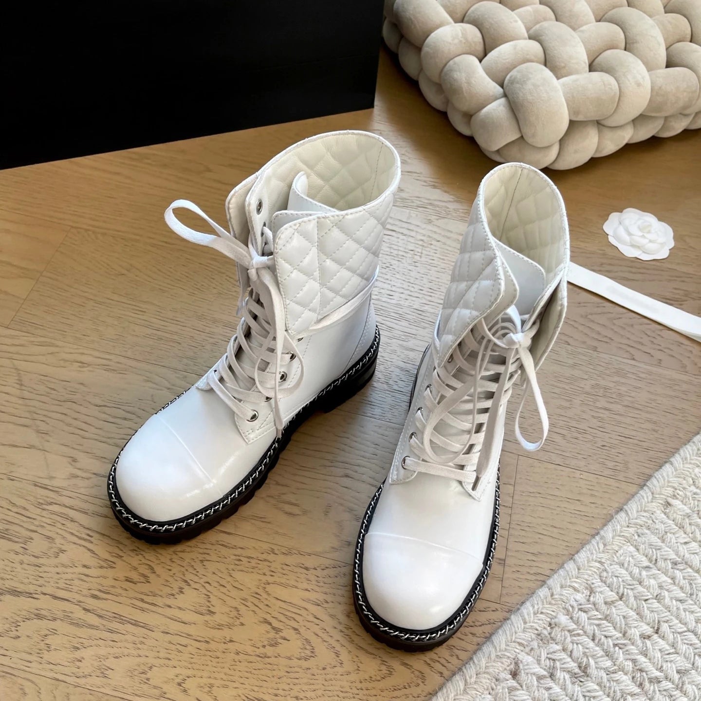 Women's thick-soled ankle boots for the autumn and winter of 2025, with a 5-cm thick sole and a sheepskin upper, size34-41