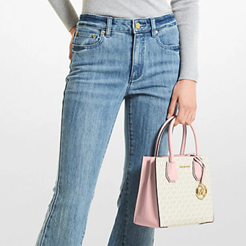 Michael Kors Mercer Medium Pvc Presbytery With Leather Crossbody Handbag For Women