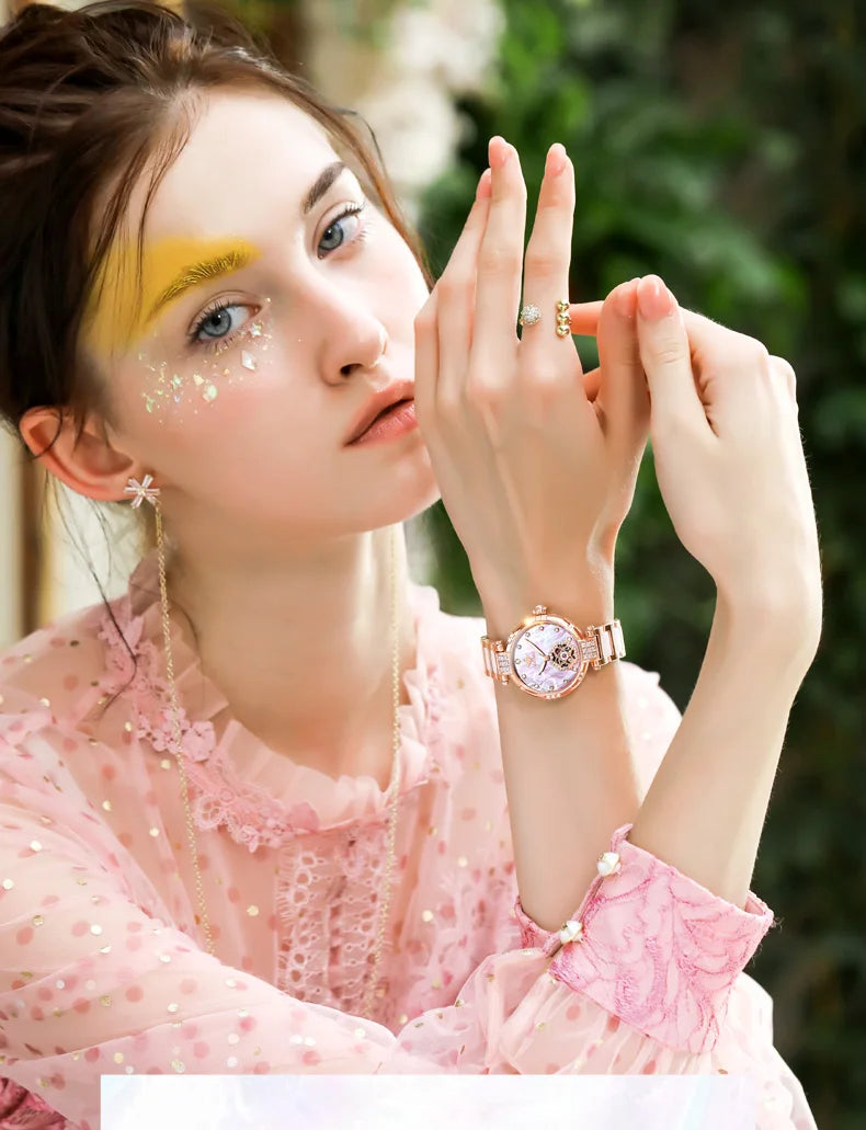 OUPINKE 3183 Women Watch Top Luxury Brand Automatic Mechanical Tungsten Steel Watchstrap Waterproof Gift Box Watches For Women