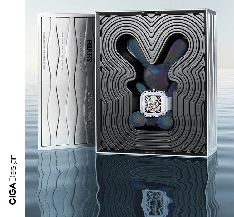 CIGA Design X Series Automatic Movement Couple Watches for Men Women White Ceramic Luminous Skeleton Mechanical Wristwatches