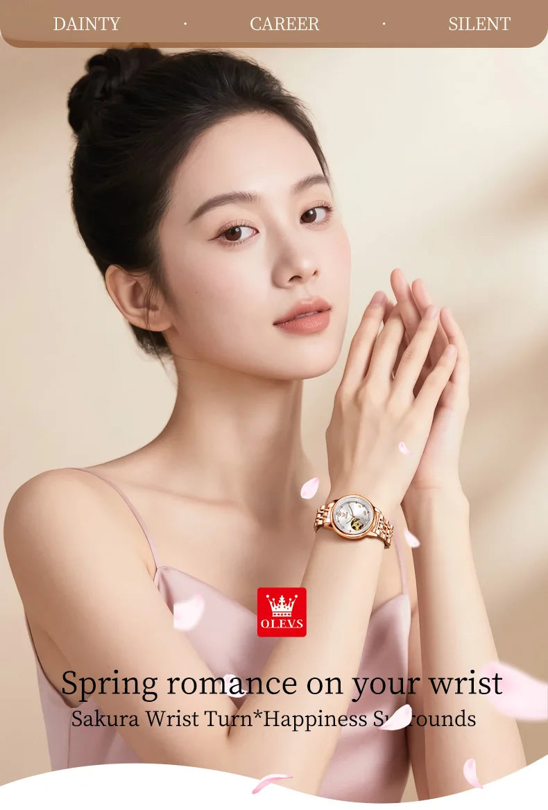OLEVS 6732 Women Watches Luxury FashionAutomatic Mechanical Watch Stainless Steel Waterproof Watches For Women Gifts Box New